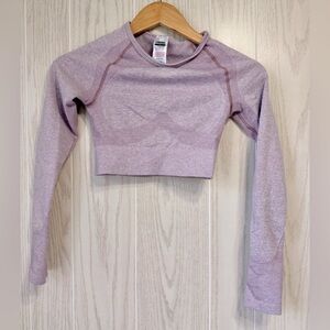 Gymshark Seamless Long Sleeve Crop Top Lavender Size Small EUC